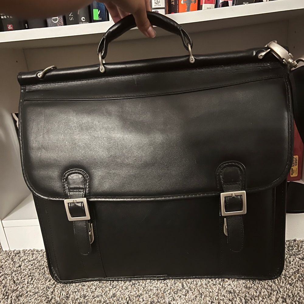 Black Leather McKlein Suitcase